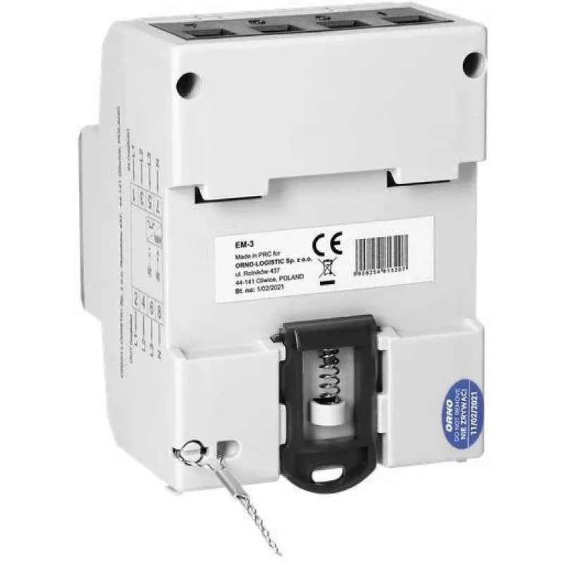 Contador de energia trifásico Virone EM-3, 80A, 3 módulos, calha DIN TH-35mm
