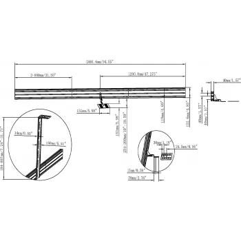 Vision VFM-MNU/P4X55 Kit de montagem em parede para videowall de alta resistência para 4 ecrãs LCD de 50-55 polegadas, vertical, parede/calha, preto