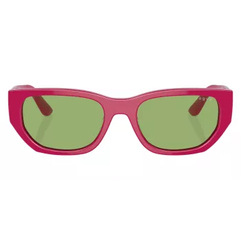 Óculos de sol de borboleta VOGUE para mulher VO5586S31602 - Armação rosa transparente, lentes cinzento-escuro, 53 mm de largura da lente