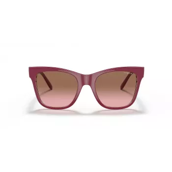 Óculos de sol de olho de gato VOGUE para mulher VO5428S299414 armação rosa transparente lentes castanhas degradê 51mm