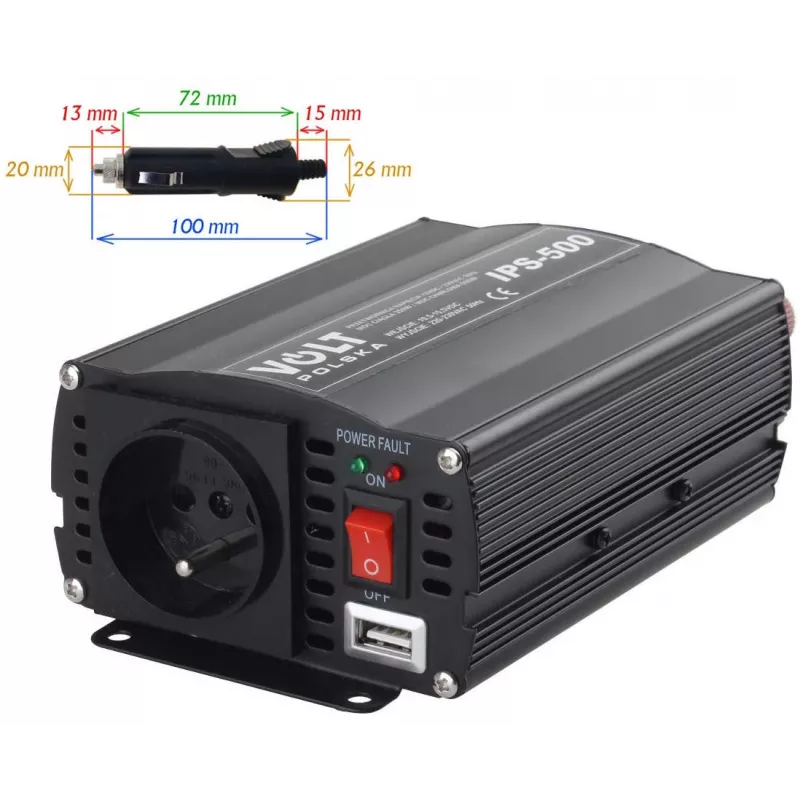 Transformador de tensão Volt Polska IPS-500 12V / 230V 350/500 W