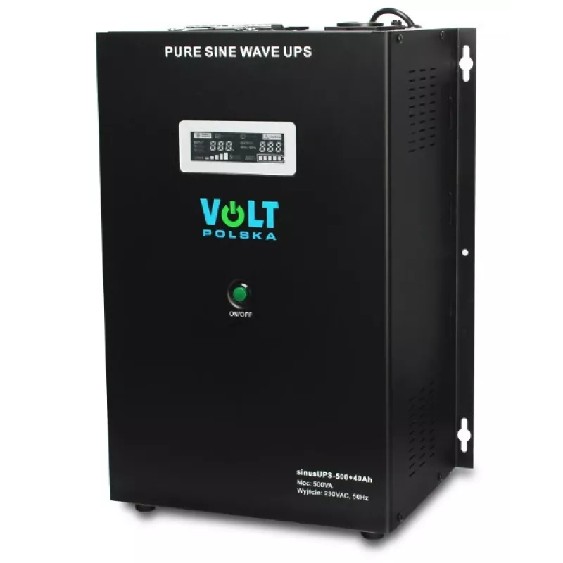 VOLT POLSKA Sinus UPS 500 UPS Line-Interactive, 500VA/300W, Onda Sinusoidal Pura, Bateria Externa 12V 40Ah
