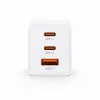 Carregador de parede Voltage GaN 67W, 2x USB-C e 1x USB-A, PD 3.0, QC 3.0, PPS, ficha EU, branco