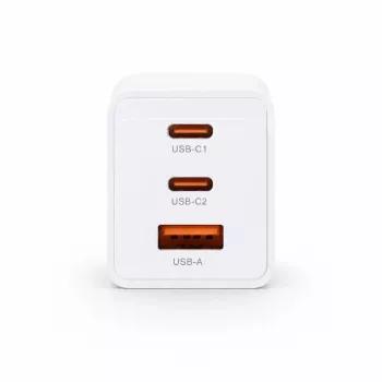 Carregador de parede Voltage GaN 67W, 2x USB-C e 1x USB-A, PD 3.0, QC 3.0, PPS, ficha EU, branco