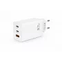 Carregador de parede Voltage GaN 67W, 2x USB-C e 1x USB-A, PD 3.0, QC 3.0, PPS, ficha EU, branco