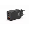 Carregador de parede Voltage GaN 67W, PD 3.0 / QC 3.0, 2x USB-C e 1x USB-A, ficha EU, preto