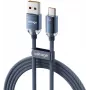 VOLTAGE PureCrystal cabo USB-A para USB-C 66W 2m azul