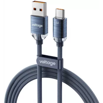 VOLTAGE PureCrystal Cabo de carregamento rápido USB-A para USB-C 66W 1m Azul