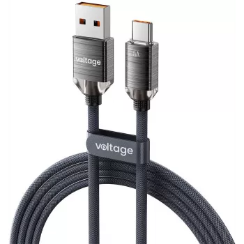 VOLTAGE PureCrystal Cabo USB-A para USB-C 66W 2m preto