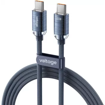 Cabo VOLTAGE PureCrystal USB-C para USB-C 100W PD 2m azul