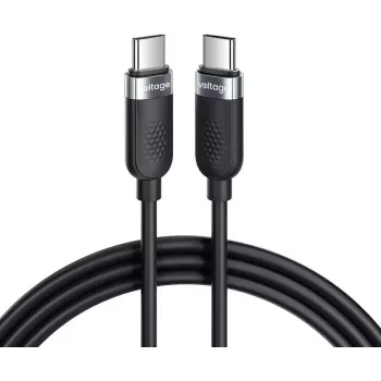 Cabo VOLTAGE VEKS100CC100BK USB-C para USB-C em silicone 100W PD 1m preto