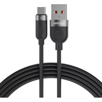 Cabo USB-A para USB-C VOLTAGE VEKS66AC100BK silicone 66W PD 100cm preto
