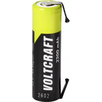 VOLTCRAFT Pilha recarregável AA NiMH 1,2V 2300mAh Alta corrente com aba de soldar em U, pronta a usar, pack de 1 VC-17666045