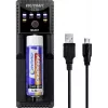 Carregador universal de células redondas VOLTCRAFT CC1A para NiMH, Li-Ion, LiFePO4, NiCd - 1 posto de carregamento, alimentado por USB, compatível com AA, AAA, C, 10440, 14500, 16340