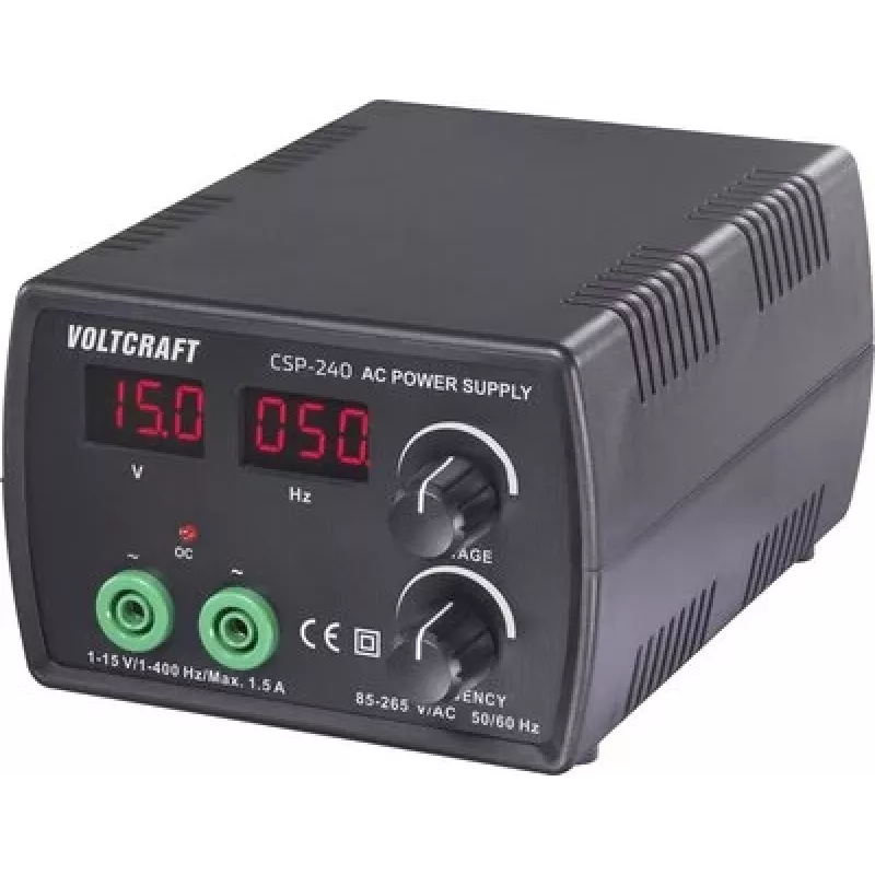 VOLTCRAFT CSP-240 fonte de alimentação de laboratório, tensão alternada ajustável 1 - 15 V/AC, máx. 1,5 A, 22,5 W, controlo de frequência, 1 saída VC-17192765