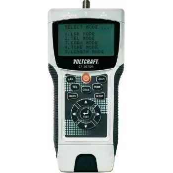 Testador de cabos TDR Voltcraft CT-20TDR com medição de comprimento, wiremap, gerador de tom para cabos LAN UTP/STP, coaxiais e telefónicos