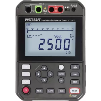 VOLTCRAFT ET-400 Testador de isolamento 250 V, 500 V, 1000 V, 2500 V até 2,5 TΩ (VC-17072210)