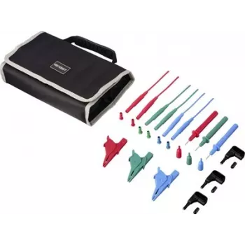 VOLTCRAFT MLSet-140 conjunto de cabos de medição, fichas empilháveis de 4 mm, 1,5 m, vermelho/azul/verde, com pinças de crocodilo e pontas de prova VC-18652740