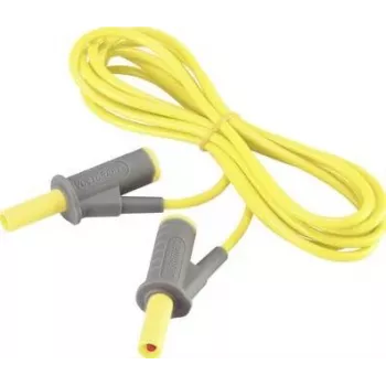 VOLTCRAFT MSB-501 Cabo de medição de segurança, ficha banana empilhável de 4 mm para igual, 2 m, amarelo, CAT III 1000 V / CAT IV 600 V, 16 A VC-8063480