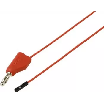 Voltcraft MSL-315 Cabo de medição vermelho, ficha de segurança de 4 mm para conector fêmea de segurança de 0,64 mm, 1 m, empilhável, 60 V DC, 1 A VC-17182170