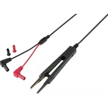 VOLTCRAFT MSL-503-2 Conjunto de cabos de medição, ficha de segurança de 4 mm para ficha de segurança de 4 mm, 39 cm, 10 A, 1000 V, CAT III/IV, preto/vermelho, 2 cabos VC-18654460