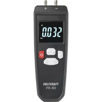 Medidor de pressão diferencial VOLTCRAFT PR-80 ±0,137 bar, 11 unidades, LCD iluminado, data-hold, mín/máx/média, ar e gases não corrosivos VC-13101370