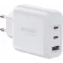 VOLTCRAFT UC-70W001 Carregador de Parede GaN USB 70W 2x USB-C PD 3.2 + 1x USB-A Carregamento Rápido Branco VC-18791125