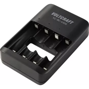 Voltcraft VC-BC-4100 Carregador de Células Cilíndricas para NiMH NiZn Li-Ion AA AAA USB-C 4 Compartimentos