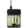 Voltcraft VC-BC4-PB1 Carregador de bateria NiMH e powerbank 2 em 1 para 4x AA/AAA, 500mA, entrada USB-C, saída USB-A, preto