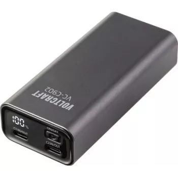 VOLTCRAFT VC-C902 Powerbank 10000 mAh USB PD 3.0 Li-Ion Cinzento (mate) com indicador de estado VC-17366785