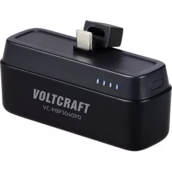 Power bank VOLTCRAFT VC-PBP3040PD 4500 mAh USB-C PD Li-Ion preto mate com indicador de estado