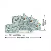 WAGO 2203-7545 Borne de instalação de 3 condutores com Push-in CAGE CLAMP, L/L/PE, cinzento/verde-amarelo