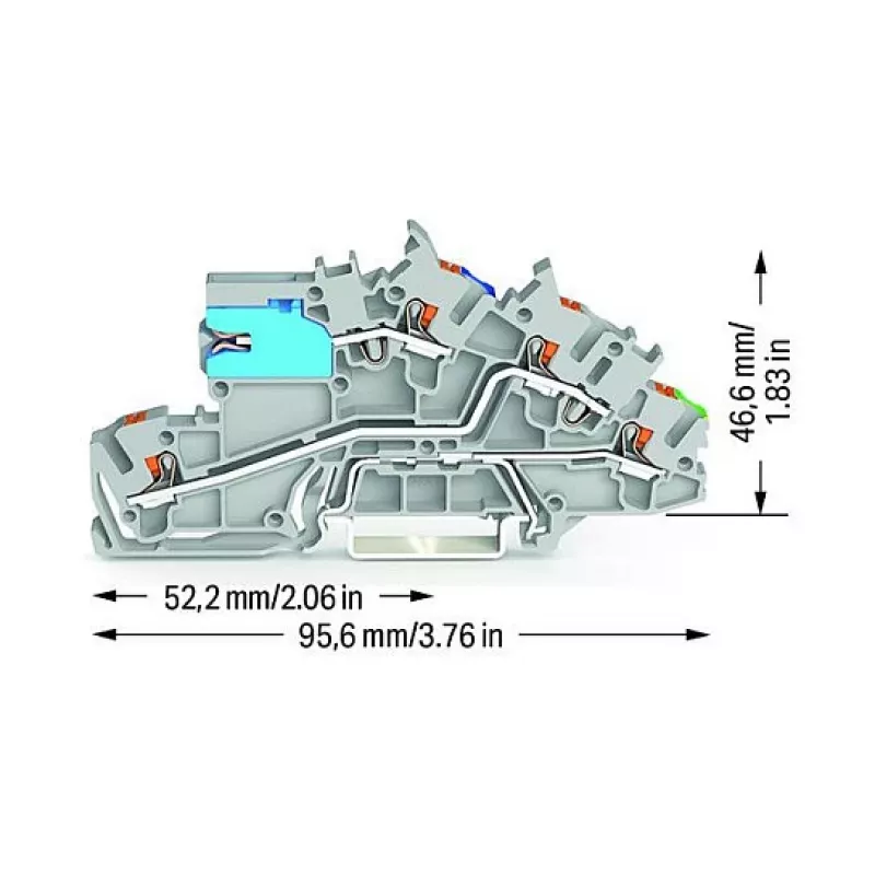 WAGO 2203-7641 Borne de instalação em série, multicamadas, com separador N, NT/L/PE, cinzento