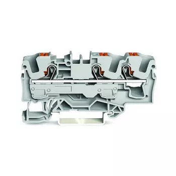 WAGO 2206-1301 Borne de passagem de 3 condutores com botão de atuação, 6 mm², cinzento