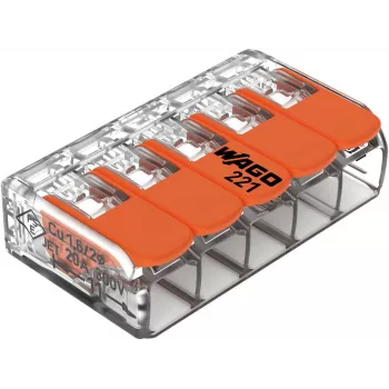 WAGO 221-415 COMPACT Conector de ligação para 5 condutores, 0,2-4 mm², pack de 25