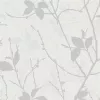 Papel de parede 122433 Belle branco/prateado Floral Trail luxo textura rolo, 10,05 m x 53 cm