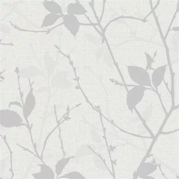 Papel de parede 122433 Belle branco/prateado Floral Trail luxo textura rolo, 10,05 m x 53 cm