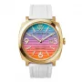 Relógio de mulher WATCHPEOPLE 700984 analógico de quartzo 45mm caixa em aço inoxidável mostrador preto bracelete em pele