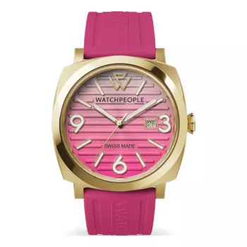WATCHPEOPLE Relógio de mulher 700985 Aço inoxidável ouro rosa e couro castanho 45mm