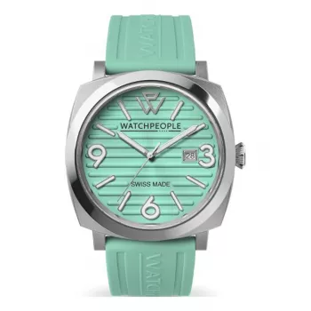 Relógio WATCHPEOPLE mulher 700986 quartzo analógico 45 mm caixa em aço inoxidável mostrador branco bracelete de pele preta