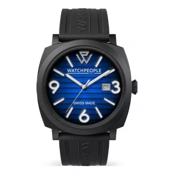 Relógio WATCHPEOPLE para mulher 700992 relógio de quartzo analógico 45mm mostrador preto bracelete de pele genuína