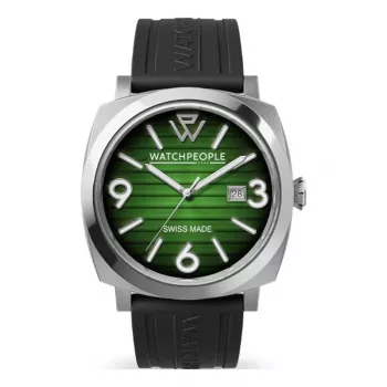 WATCHPEOPLE relógio de quartzo analógico mulher 700987 - 45mm mostrador preto pulseira de pele sintética