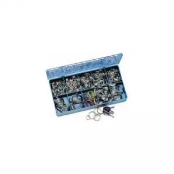 WEDO 262 300 Sortido de anéis para chaves, 300 unidades, aço temperado, niquelado brilhante, 6 tamanhos (15-35 mm)