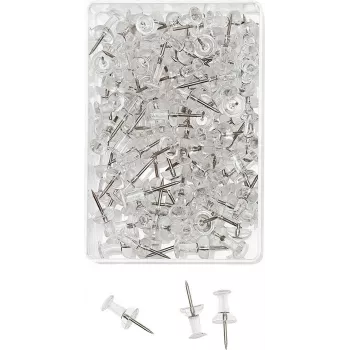 WEDO Pioneses, transparentes, 100 unid., espessura da agulha 12 mm, diâmetro da cabeça 10 mm, em caixa de plástico transparente (54 249)