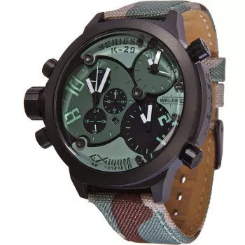 Relógio de homem WELDER MAN K29-8004 53mm analógico de quartzo mostrador preto bracelete de couro
