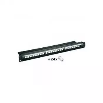 Wentronic Painel de patch 24 portas CAT6 UTP, montagem em rack 19