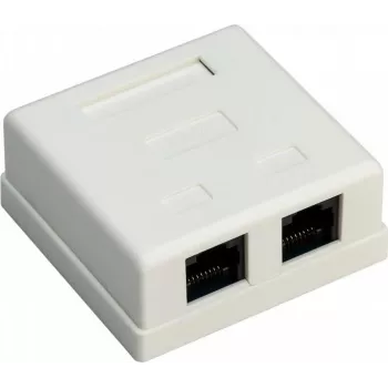 Tomada de rede RJ45 de sobrepor blindada Cat 6 Wentronic Goobay 77633, 2 portas, branco