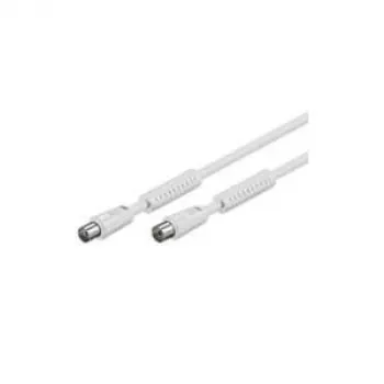 Wentronic Goobay Cabo de antena, 100% blindado, ferrite, branco, 2,5 m - ficha coaxial IEC para conector fêmea coaxial IEC (50724)
