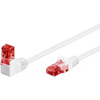 Cabo de rede CAT 6 WENTRONIC Goobay 1x 90° angular, U/UTP, branco, 5 m - Top Latch, CCA alumínio revestido a cobre (51525)