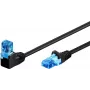 WENTRONIC Goobay Cabo de patch CAT 6A, 1x 90° angular, U/UTP, preto, 10 m - trava para cima, CCA alumínio revestido a cobre (51533)